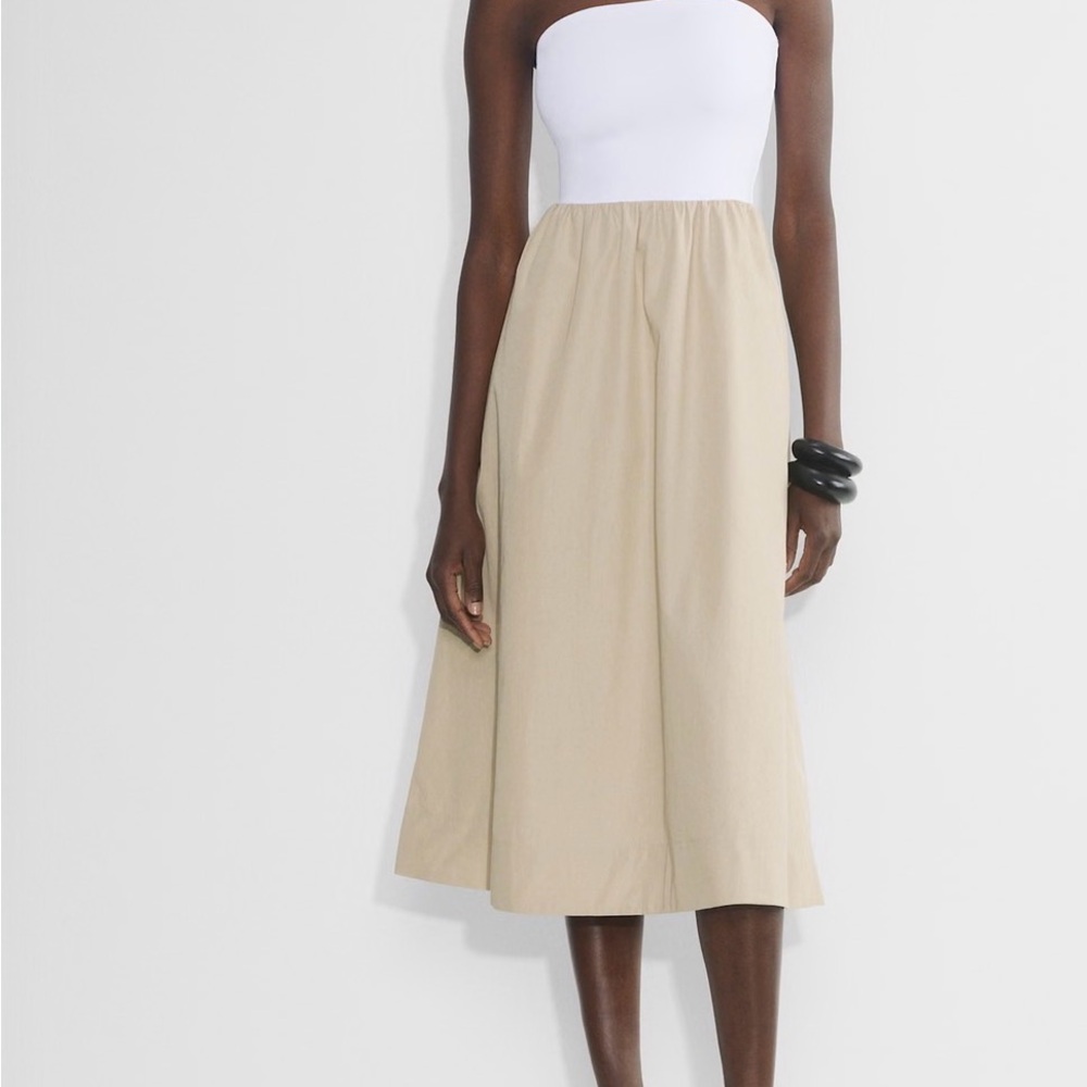 NWT Aritzia  White and Tan Strapless Dress large